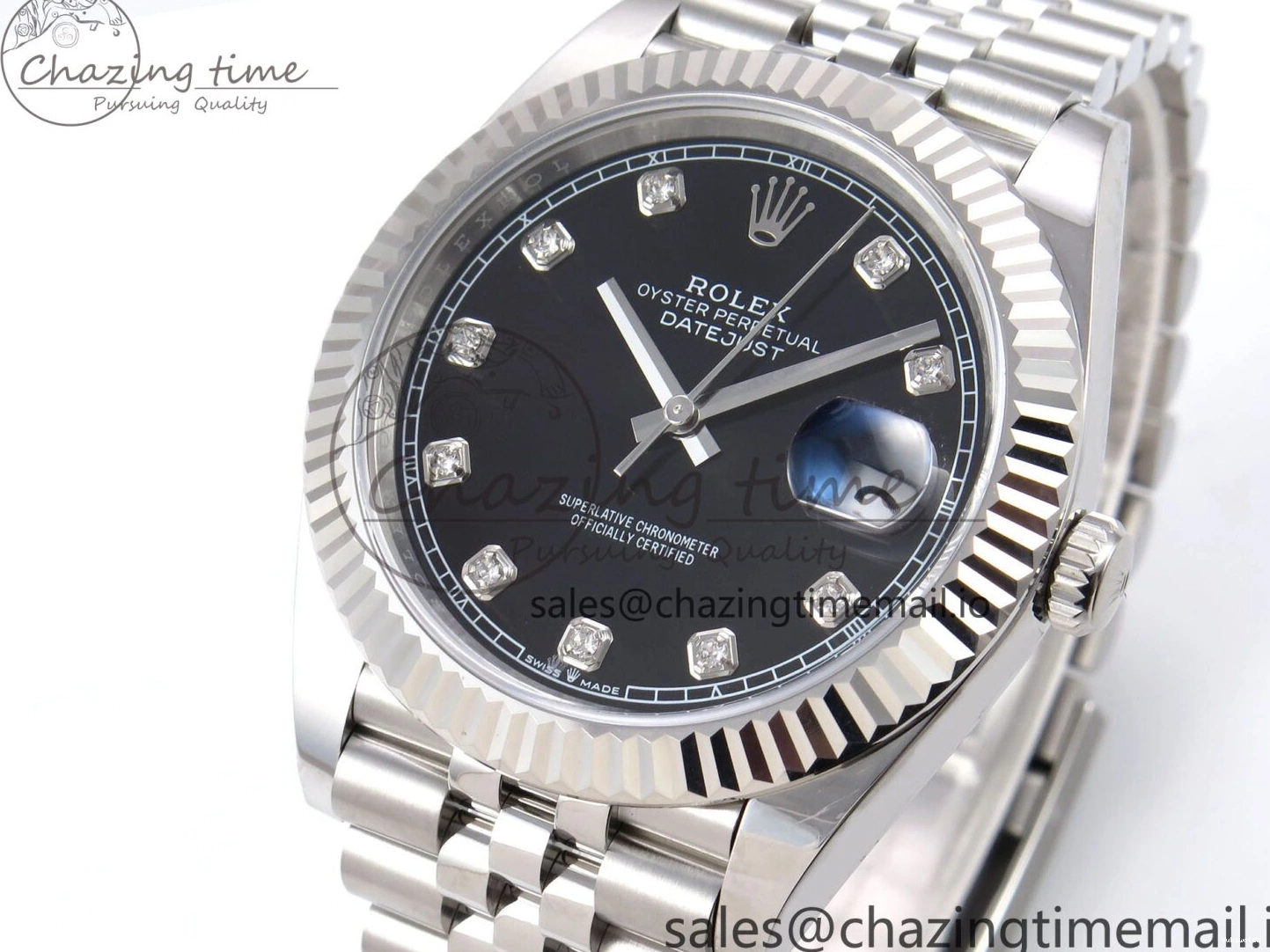 Jubilee 126334 A3235 Best 41 Edition EWEF DateJust Black Dial Diamonds Bracelet on 0201